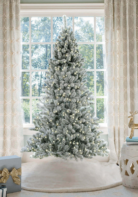 8' Prince Flock® Artificial Christmas Tree with 550 Warm White LED Lights